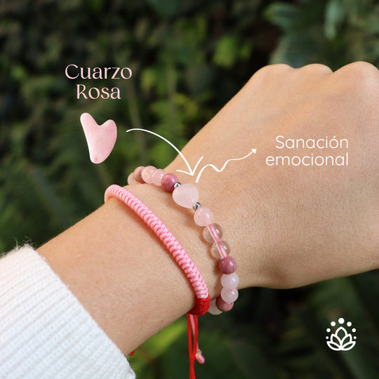 Pack Corazón Cuarzo Rosa: Sanación Emocional y protección
