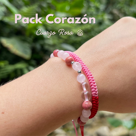 Pack Corazón Cuarzo Rosa: Sanación Emocional y protección