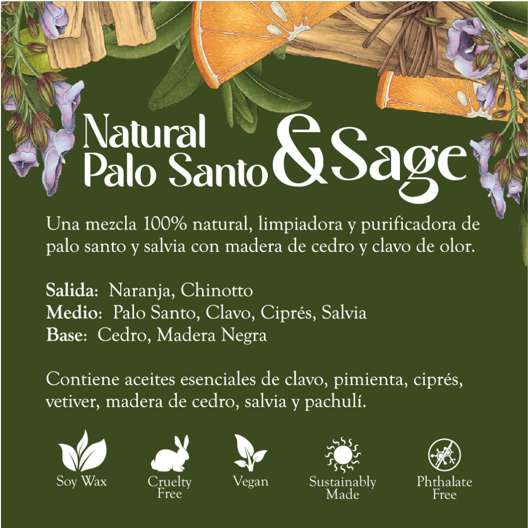 Vela Palo Santo Natural & Salvia: Purificación y Armonía