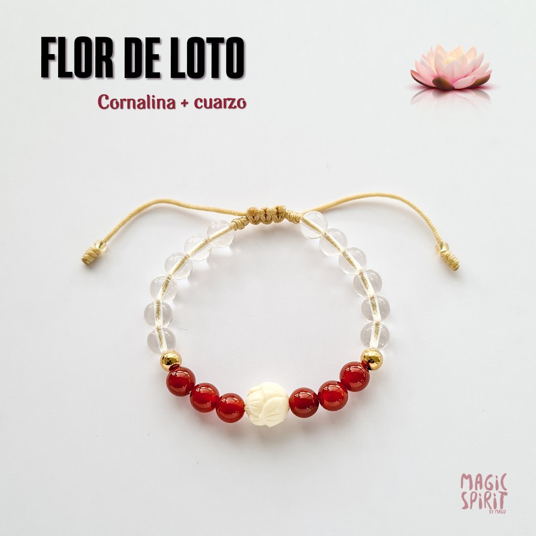 Pulsera Flor de Loto Cornalina - Magic Spirit Store